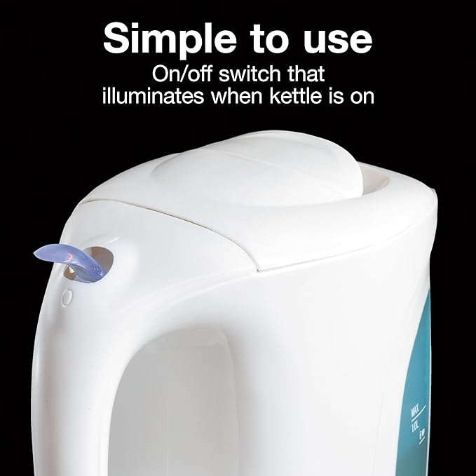 Proctor Silex Electric Tea Kettle, Water Boiler & Heater Auto-Shutoff & Boil-Dry Protection, 1000 Watts for Fast Boiling, 1 Liter, White (Pack of 2)