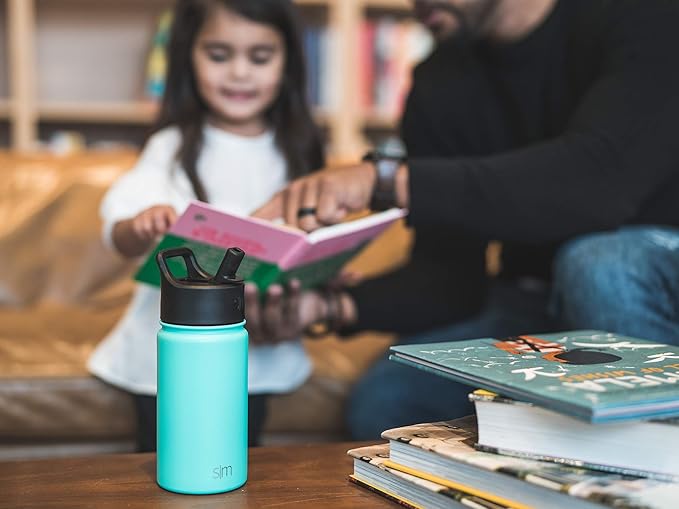 Simple Modern Kids Water Bottle with Straw Lid Vacuum Insulated Stainless Steel Metal Thermos Bottles | Reusable Leak Proof BPA-Free Flask for School | Summit Collection | 18oz, Deep Ocean Navy Blue