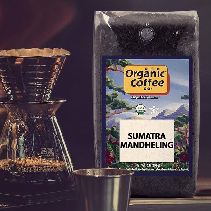 The Organic Coffee Co. Sumatra Mandheling Whole Bean Coffee 2LB (32 Ounce) Medium Light Roast USDA Organic