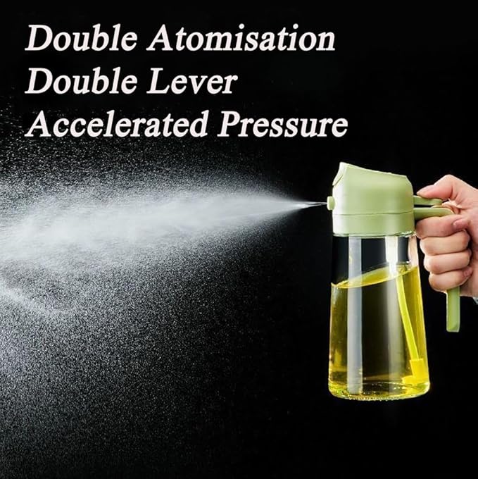 Olive Oil Sprayer Mister for Cooking,Olive Oil Dispenser Bottle 2 IN 1,17oz Oil Mister Spray Bottle,Premium Glass Oil Spritzer Bottle for Kitchen Air Fryer,Baking,Salad,Grilling,BBQ (Black 1 Pack)