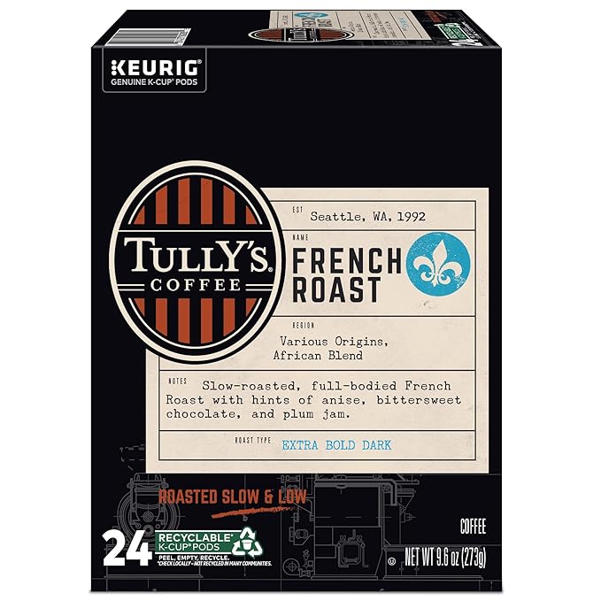 Tully's Coffee French Roast, Keurig Single-Serve K-Cup Pods, Dark Roast, 96 Count