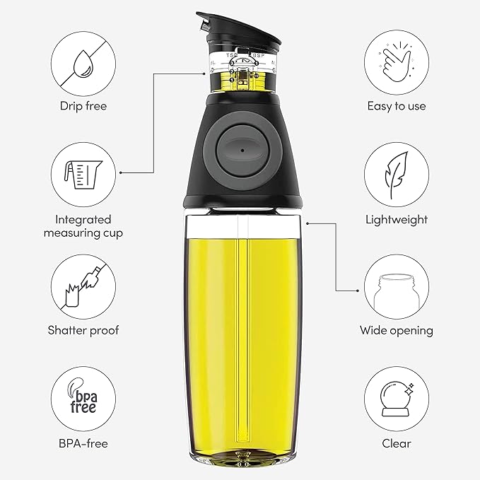 Belwares Olive Oil Dispenser Bottle with Pump - Oil Dispenser for Kitchen, Glass Oil and Vinegar Dispenser Set, Measured Cruet for Cooking - Ideal Oil Bottles for Kitchen Gadgets & Gifts, 2 Pack