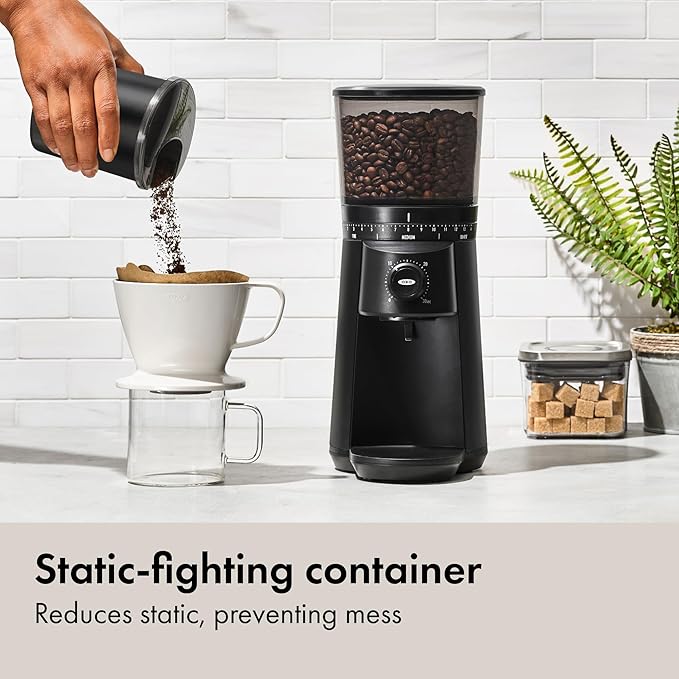 OXO Brew Conical Burr Grinder - Matte Black, Stainless Steel Burrs, One-Touch Automatic Smart Grind