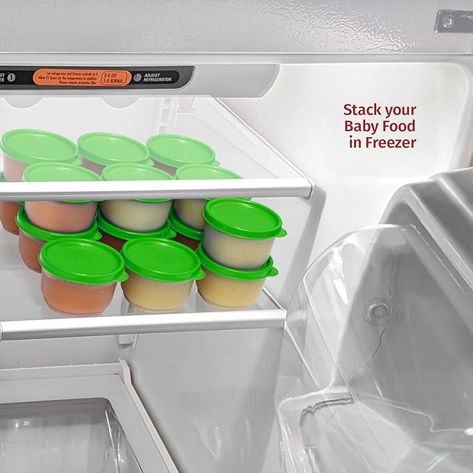 SIGNORA WARE Reusable Plastic Food Storage Containers 8 Pack - 4 oz. Stackable Airtight Leak Proof for Snacks, Nuts, Baby Food, Picnics, Prep, Salad Dressing - BPA Free