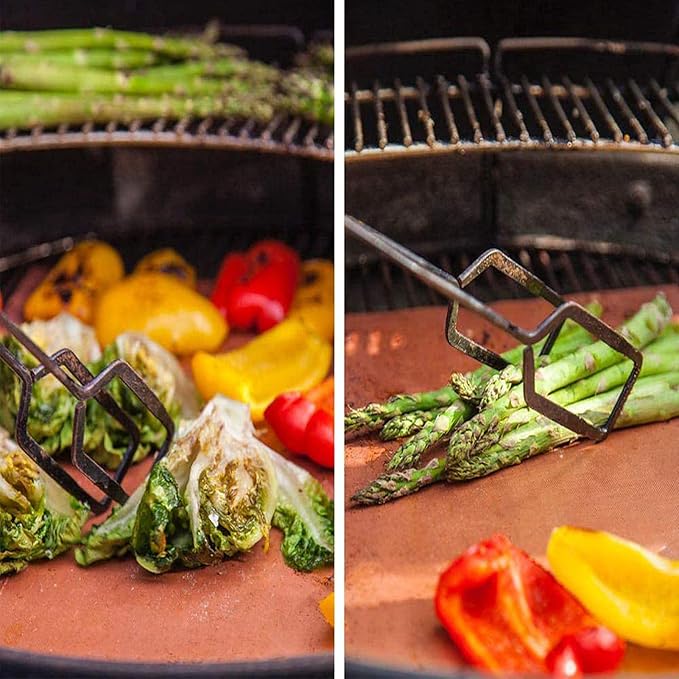 Grill Mats for Outdoor Grill Set of 6 BBQ Grill Mat Copper Grill Mat Heavy Duty Non Stick Grilling Sheet Reusable Easy to Clean-Electric Gas Charcoal Grill Outdoor Cooking Tools Accessories RV Camper