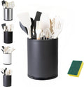 Utensil Holder,Large 360°Rotating Kitchen Utensil Holder For Counter,Cooking Silverware Organizer Stainless Steel Caddy Flatware Spoon Spatula Tool Cutlery Container