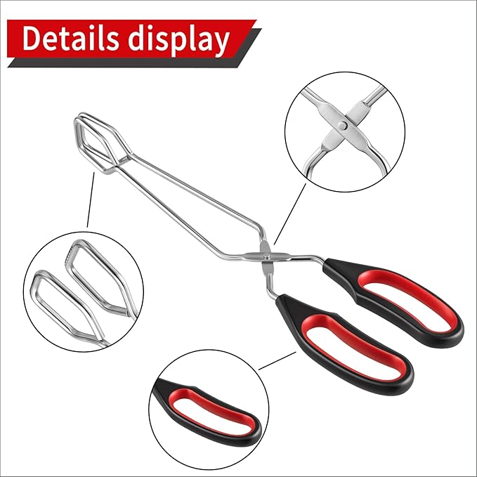 Stainless Steel Scissor Tongs 9.25-Inch, 11-Inch, and 13-Inch Set, Set of 3