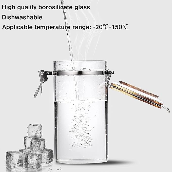 Yangbaga Glass Coffee Container with Wooden Shelf,2×45OZ Coffee and Sugar Container Set,Coffee Canisters with Airtight Lids and Scoop,Large Capacity Food Storage Jars for Coffee Beans,Nuts,Tea,Sugar