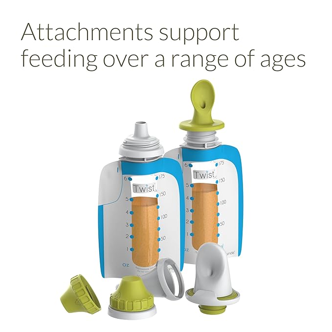 Kiinde Foodii Baby Food Storage Starter Kit, Squeeze Pouch and Reusable Spouts Set