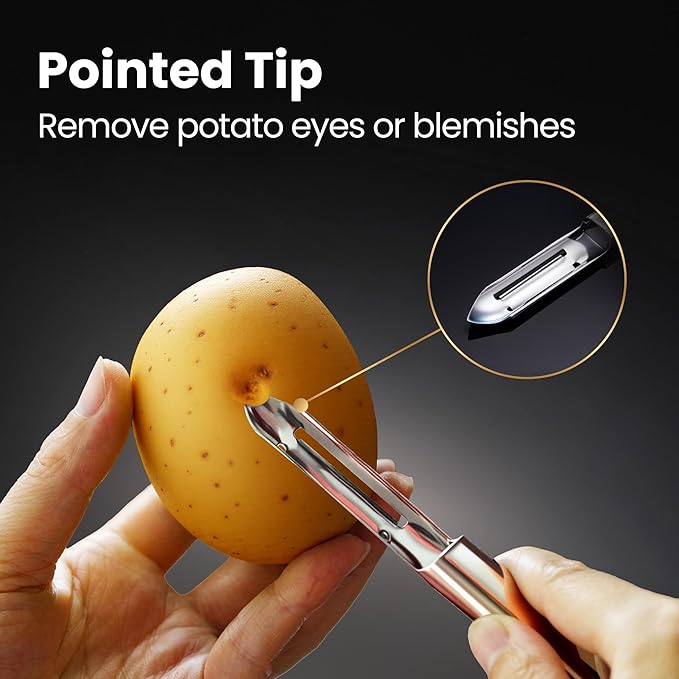 Vegetable Peeler, Ultra Sharp Potato Peeler, Best for Veggie & Fruit, Seamless One-Piece Design, Peel Both Ways - Left & Right-Hand Friendly, Dishwasher Safe, 5-Year Warranty
