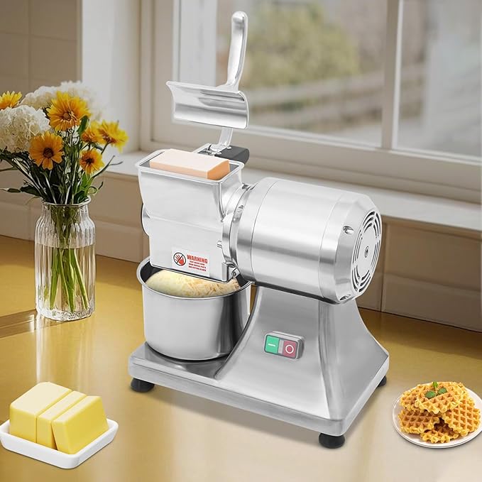 Electric Cheese Grater, 110V 550W Electric Cheese Grinder, Food Grinder for Chunk Butter and Breadcrumb Grinding, with Enlarged Feed and Discharge Ports