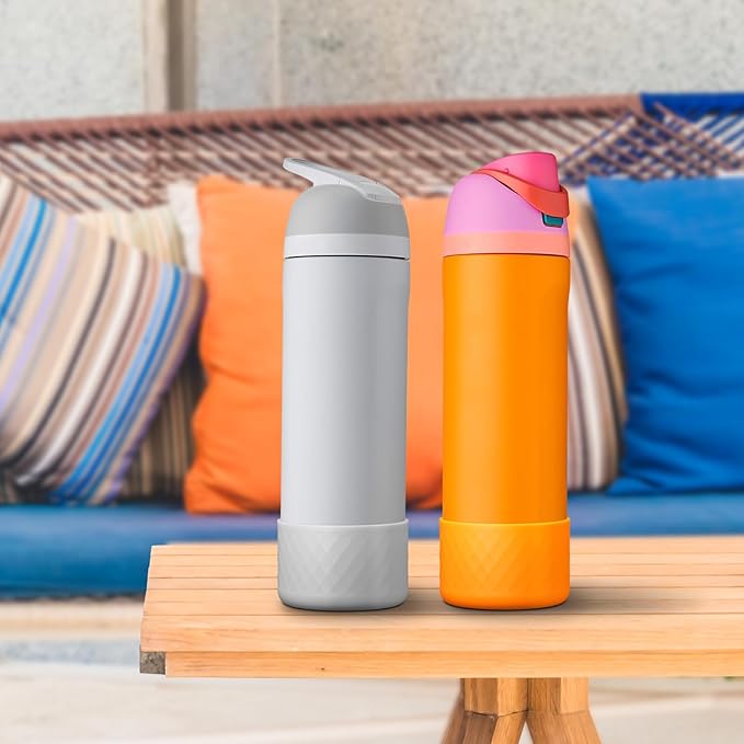 2PCS Silicone Water Bottle Boot for Owala 24oz, Protective Bottom Bumper Anti-Slip Sleeve for FreeSip, Twist, and Flip Stainless Steel Bottles, Dishwasher Safe and BPA Free