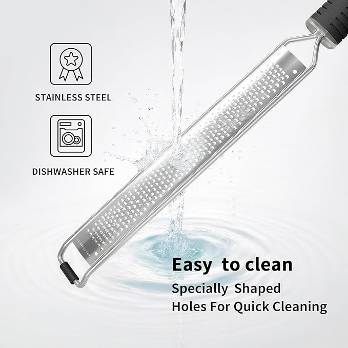 Cheese Grater with Slip-Free Grip, Lemon Zester for Gitrus fruits, Chocolate, Hard Cheeses