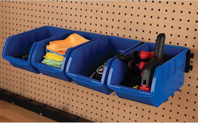 Performance Tool W5196 Large Stackable Storage Trays - Adjustable for Vertical or Horizontal Position, Blue, Pack of 4
