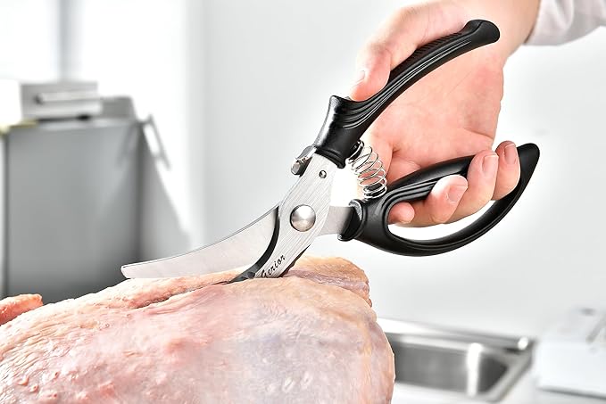 Heavy Duty Poultry Shears - Kitchen Scissors for Cutting Chicken, Poultry, Game, Meat - Chopping Vegetable - Spring Loaded