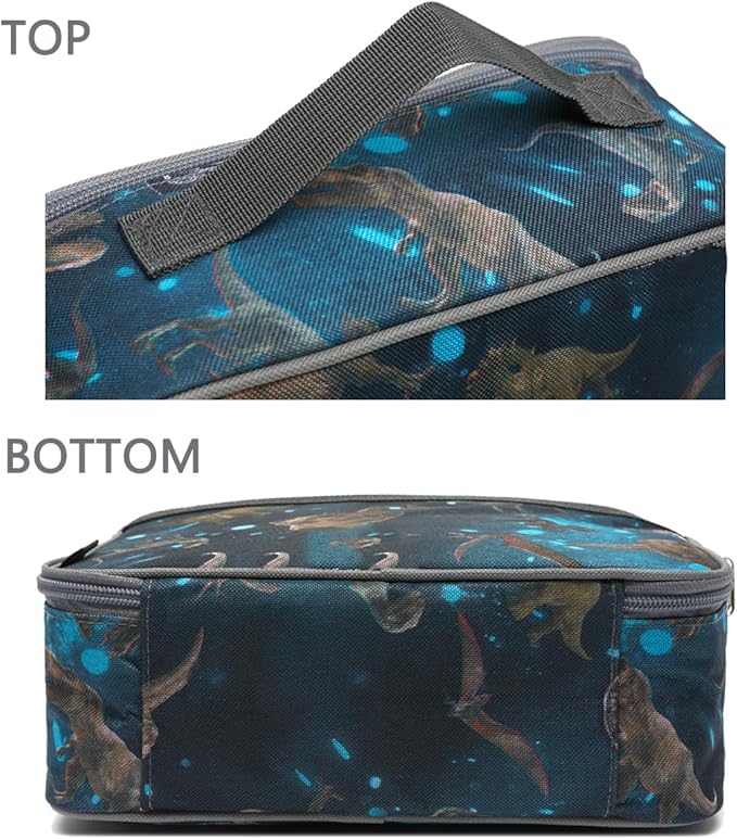 FlowFly Kids Lunch box Insulated Soft Bag Mini Cooler Back to School Thermal Meal Tote Kit for Girls, Boys, MyDinosaur