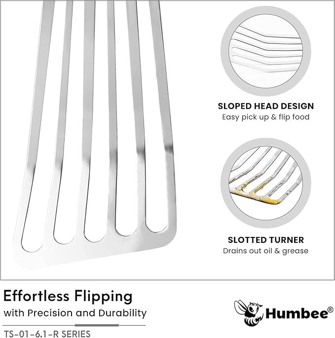 6 Inches Fish Turner, Slotted Fish Spatula Dishwasher Safe NSF, Shovel Black