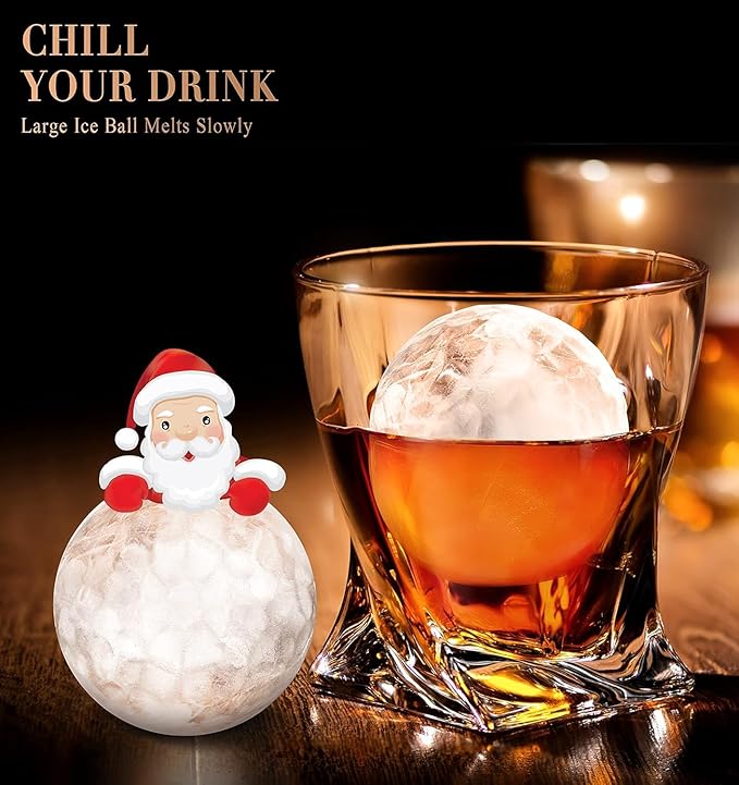 Whiskey Ice Ball Maker, [Fill without Funnel & Easy Release] 2.2'' Round Large Iced Cube Trays with Cover, Reusable Sphere Silicone Ices Tray with Lids for Bourbon, Gift for Brandy Lover