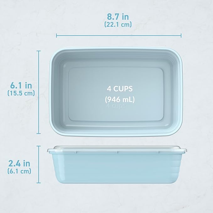 Bentgo Prep - 20-Piece 1-Compartment Reusable Meal Prep Containers with Lids, PFAS & BPA Free Materials, Durable, Microwave, Freezer, & Dishwasher Safe To Go Food Storage (Sky)