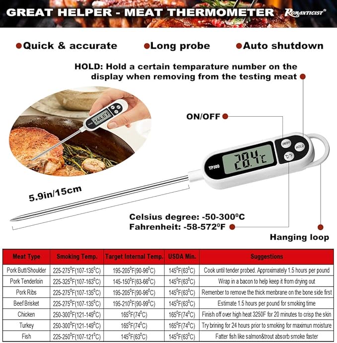 ROMANTICIST 21pc BBQ Grill Accessories Set with Thermometer - The Very Best Grill Gift on Birthday Wedding - Heavy Duty Stainless Steel Grill Utensils with Non-Slip Handle in Aluminum Case