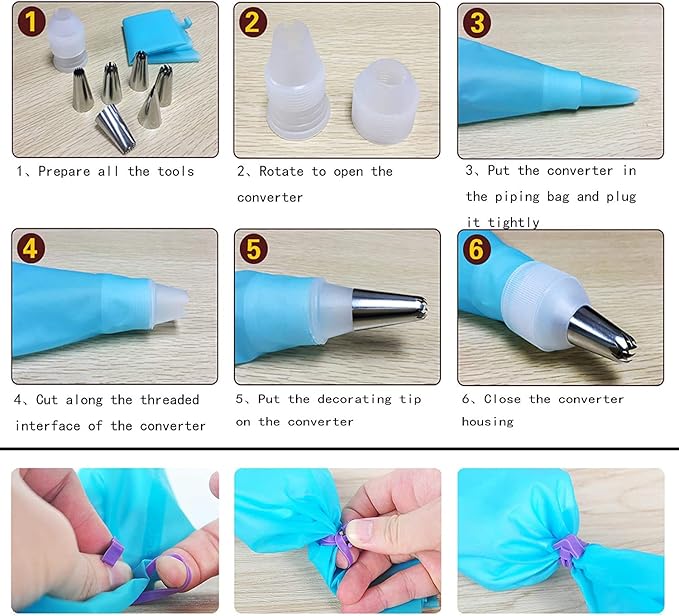 GEMLON Reusable Piping Bags Set – Silicone Pastry Bag, Icing Bag for Cake Decorating – Baking Tools Kit with 3X (12’’+14’’+16’’) Bags, 9 Tip Couplers, 9 Frosting Bag Ties, Cupcake Decorations Supplies