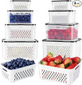 Freshmage Fruit Storage Containers for Fridge with Removable Colander, Airtight Food Storage Container, Dishwasher Safe Produce Saver for Refrigerator, Keep Berry Fruit Fresh Longer 4 pcs Small Clear