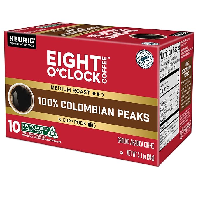 Eight O'Clock Coffee Colombian Peaks Keurig Single-Serve K-Cup Pods, Medium Roast Coffee, 60 Count