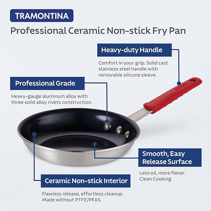Tramontina Professional 14-Inch Ceramic Non Stick Extra Large Frying Pan, Heavy-Gauge Aluminum Skillet with Nonstick Coating, Dishwasher and Oven Safe, Black