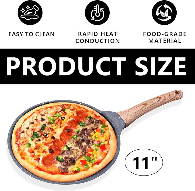 Nonstick Crepe Pan, 11Inch Granite Coating Dosa Pan Pancake Flat Skillet Tawa Griddle, 4 Pcs Kitchen Pancake Grill Pans Set, Fry Pans for All Stoves (11 Inch)