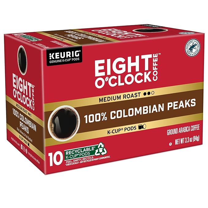 Eight O'Clock Coffee Colombian Peaks Keurig Single-Serve K-Cup Pods, Medium Roast Coffee, 60 Count