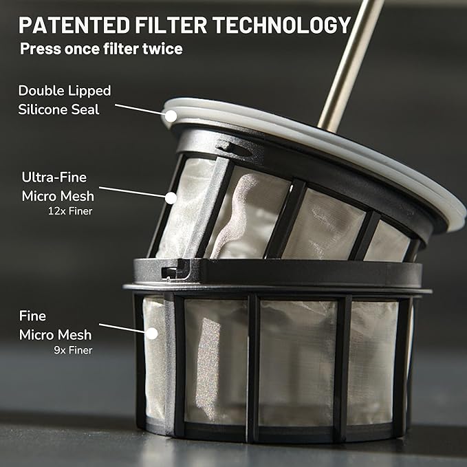 ESPRO P0 Ultralight French Press Coffee Maker for Travel, Vacuum Insulated Stainless Steel, 16 Ounces, Cranberry
