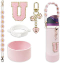 SITKOL Silicone Boot Cute Monogram Set Compatible with Owala Water Bottle 24 oz, 32 oz, 40 oz - Perfect Letter Owala Accessories for Owala Tumbler, Owala Free Sip, Pink Owala, Black Owala