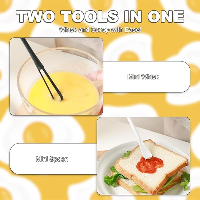 6PCS Tiny Whisk, Mini Whisk, Multi-function, Small and Easy to Clean, Easy to Use, for Stirring, Beating, Mixing Ingredients, Mixing Sauces (White and Black)