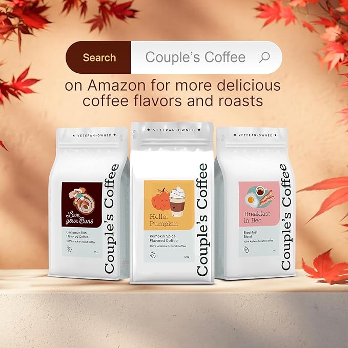 Couple’s Coffee Flavored Ground Coffee | Medium Roast Pumpkin Spice Fall Coffee | Gives Back to Military Families | Hello Pumpkin | Made with 100% Arabica Beans | 12oz bag