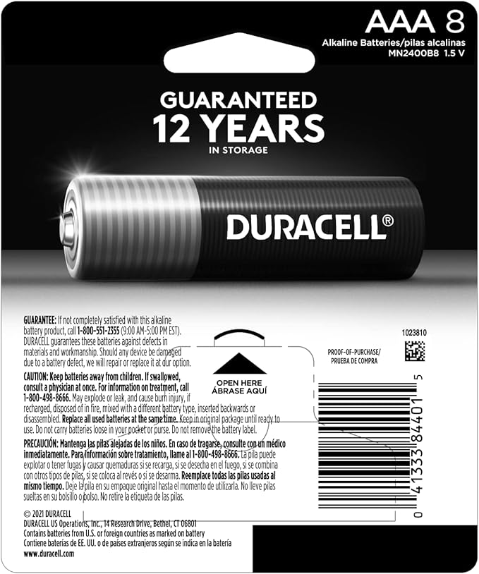 Duracell Coppertop AAA Batteries with Power Boost Ingredients, 8 Count Pack Triple A Battery with Long-Lasting Power, Alkaline AAA Battery for Household and Office Devices (Pack of 3)