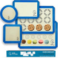 Silicone Baking Mat Set of 5-2 Half Sheets (Macaron & Cookie Circle On Mat) + 1 Quarter + 1 Round & 1 Square Size Silicone Baking Sheet - Nonstick & Easy to Clean - 100% Silicone Mats for Baking