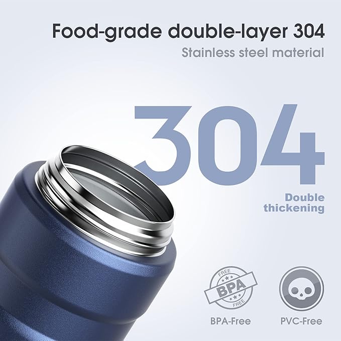 Insulated Food Jar Set – 25.4oz & 17oz Stainless Steel Containers with Folding Spoon and Carrying Bags – Leak-Proof, Keeps Food Hot or Cold for up to 12 Hours – Ideal for Work, School, Travel