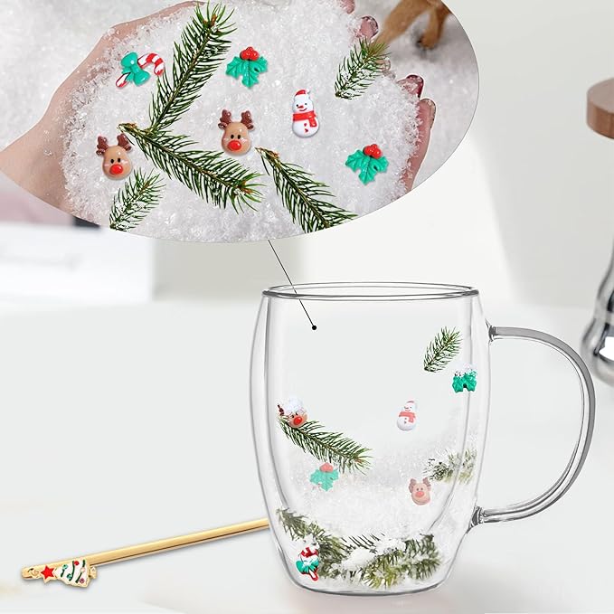 Christmas Gifts For Women Mom Friends Kids Grandma Men Cute Coffee Mugs with Christmas Socks Glass Espresso Tea Cups Kawaii Christmas Stocking Stuffers Decorations Presents Funny White Elephant Gifts