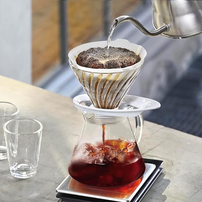 HARIO VDGR-02-B V60 Heat-resistant Glass Transmission Dripper 02, For 1-4 Cups, Black, Made in Japan