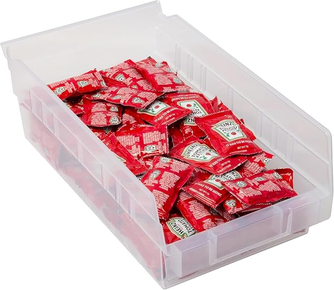Akro-Mils 30130 Plastic Shelf Bins, Heavy Duty Storage Bins for Garage, Closet, and Drawer Organization, 12-Inch x 6-1/2-Inch x 4-Inch, Clear, 12-Pack