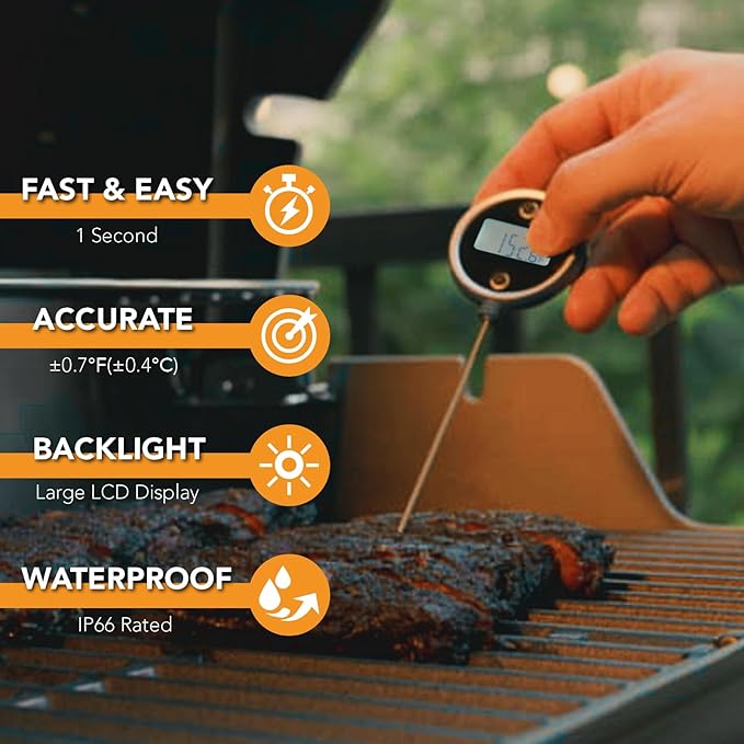 Pocket Pro 1-Second Instant Read Digital Meat Thermometer Rechargeable for Grilling, Food, BBQ, Kitchen Cooking, Oil Deep Frying & Candy (Iced Mango)