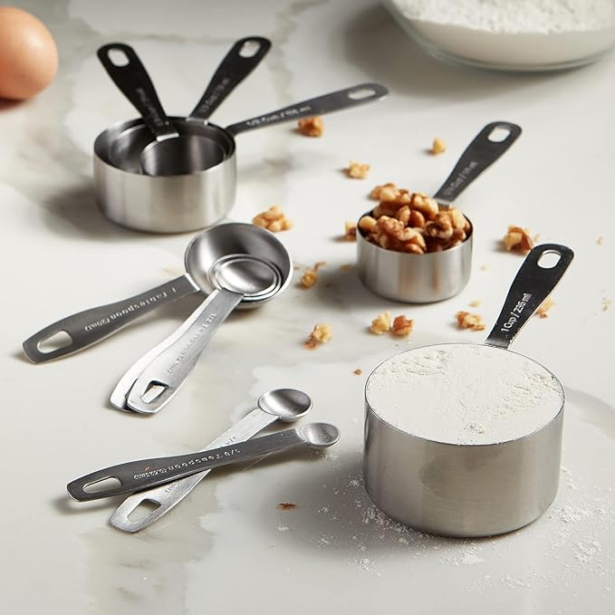 husMait Stainless Steel Measuring Cups & Spoons - 10 Piece Heavy Duty Measuring Cups & Spoons Set for Dry Foods, Spices or Liquids