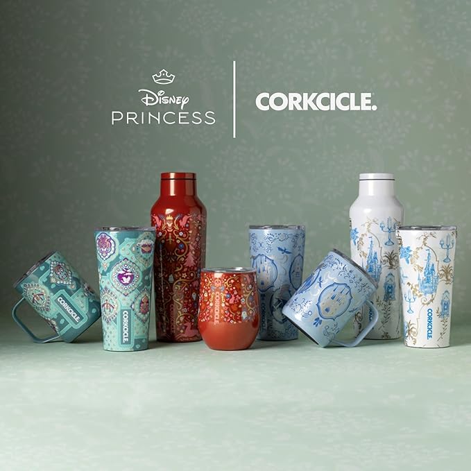 Corkcicle Classic Coffee Mug - Triple Insulated Stainless Steel for Travel - Shatter-Proof Lid - Keeps Drink Hot Over 3 Hours - Holiday Mug Gift - 16 oz - Princess Cinderella