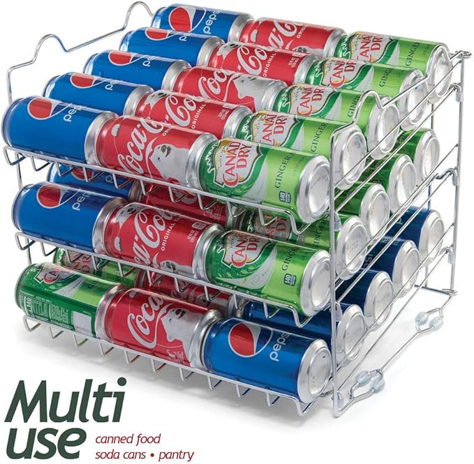 Sagler Stackable Pantry Can Organizer - 3-Tier Soda Can Organizer - Multifunctional Chrome-Finish Can Rack Organizer for Up to 36 Cans - For Pantry, Kitchen Cabinet, Countertop, Under Sink - 17x13x13