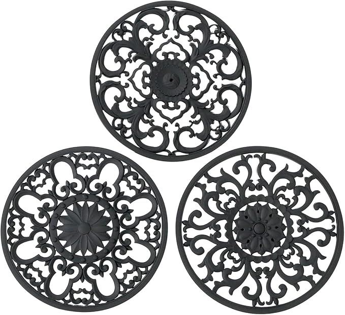 Extra Thick Silicone Trivet Mat for Hot Dishes, Hot Pots and Pans, Pot Holder, Hot Pad to Portect Your Table and Countertop, Kitchen Decor and Accessories,Black,Set of 3