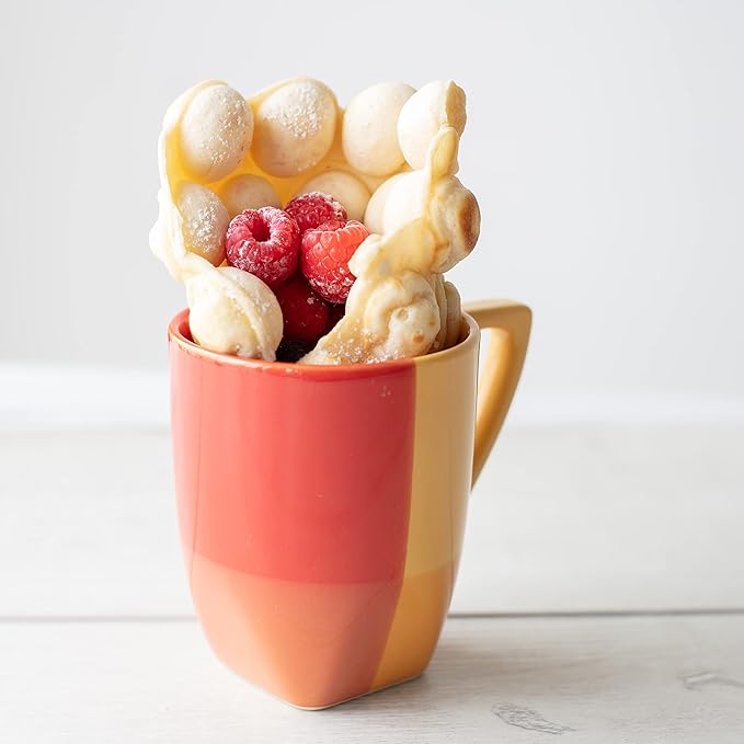 Bubble Waffle Maker- Electric Non stick Hong Kong Egg Waffler Iron Griddle w/Ready Indicator Light- Ready in under 5 Mins- Recipe Guide Included, Make Delicious Ice Cream Cones for Xmas Gift or Treat