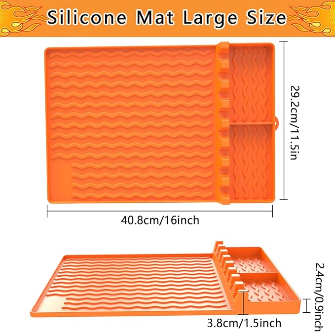 Silicone Griddle Tools Mat for Blackstone Accessories,Silicone Grill Mat with Drip Pad,Heat Resistant Spatula Mat for Outdoor Grill Kitchen Counter,Grilling Accessories Gifts for Men
