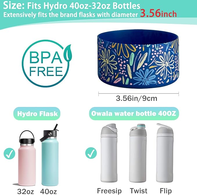 WK IEASON Protective Silicone Base Boot for Hydro Flask Mouth, Anti-Slip Silicone Sleeve Cover Bumper for Hydro Water Bottle Accessories -3.56inch Bottom Diameter