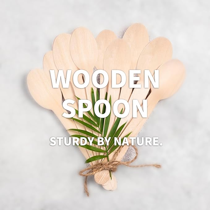 Disposable Wooden Spoons – 360 Pcs Wooden Compostable Spoons, Biodegradable Eco-Friendly Utensils Alternative to Plastic Cutlery for Parties, Weddings, Events & Camping