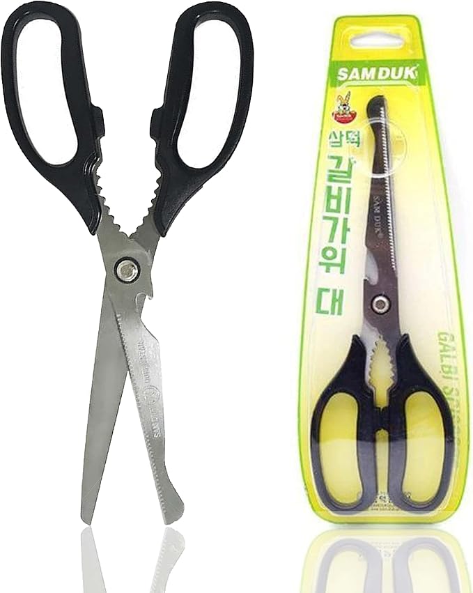 Korean BBQ Kalbi Meat Cutting Scissors Large All Purpose Stainless Steel Utility Kitchen Shears for Food